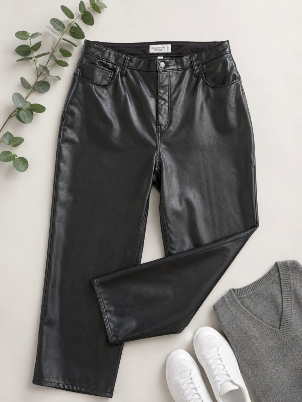 Abercrombie & Fitch Curve Love Faux Leather Pants Ultra High Rise Size 34/18L